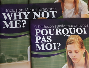 Image: showing front pages of "If Inclusion Means Everyone Why Not Me?" in English and French.