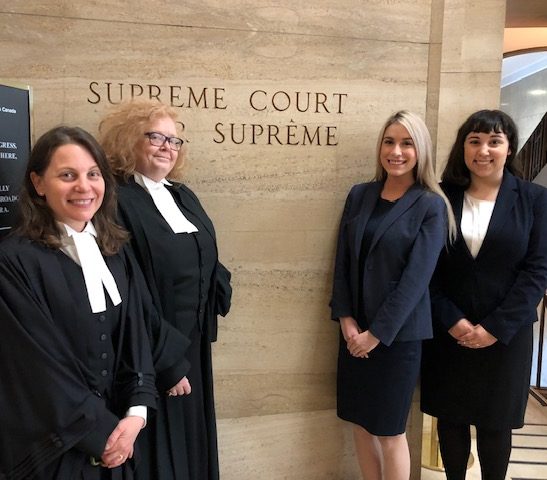 Dianne Wintermute and Kerri Joffe with Disability Law Intensive students Christina Faith Cameletti and Kirsten Cirella at the Supreme Court of Canada, 2017.