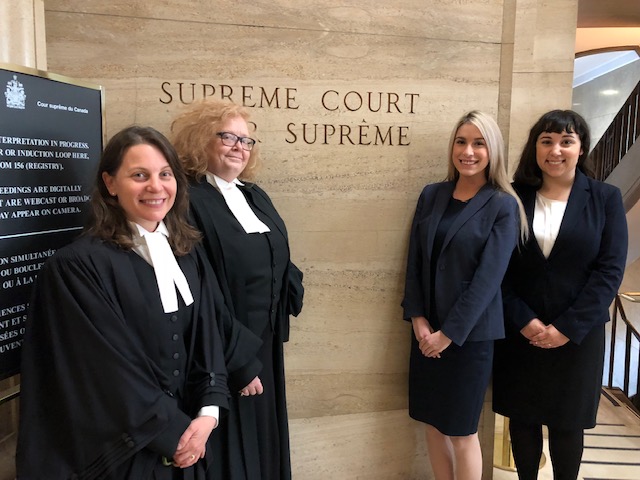 Dianne Wintermute and Kerri Joffe with Disability Law Intensive students Christina Faith Cameletti and Kirsten Cirella at the Supreme Court of Canada, 2017.