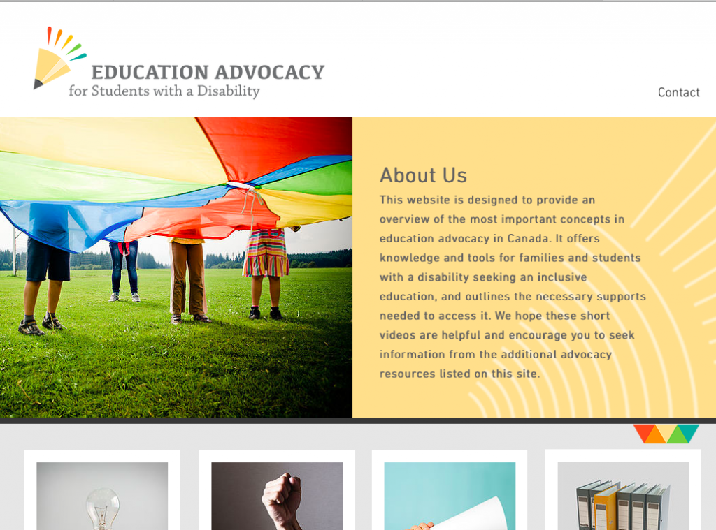Page d'accueil du site www.advocacyforinclusion.com; le lien vous amène au site Web.