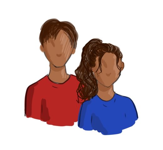 Drawing of 2 people